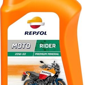 REPSOL Olio Lubrificante MOTO 4 TEMPI MOTO RIDER 4T 20W-50 LT 1 EX RP MOTO RIDER 4T 2Olio lubrificante per motori da 4 litri a bassa, media e alta cilindrata. Data la sua particolare composizione, il Repsol Moto Rider ? particolarmente indicato per percorrere molti chilometri senza preoccuparsi di perdite di prestazioni o di usura prematura dei diversi componenti del motore nelle situazioni pi? diverse. ? quindi ideale, tra gli altri usi, per i lunghi viaggi, poich? non ? necessario controllarne regolarmente il consumo data la sua particolare viscosit?.
