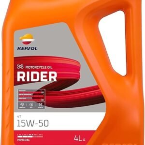 REPSOL Olio Lubrificante MOTO 4 TEMPI MOTO RIDER 4T 15W-50 LT 4 EX RP MOTO RIDER 4T 1Olio lubrificante per motori da 4 litri a bassa, media e alta cilindrata. Data la sua particolare composizione, il Repsol Moto Rider ? particolarmente indicato per percorrere molti chilometri senza preoccuparsi di perdite di prestazioni o di usura prematura dei diversi componenti del motore nelle situazioni pi? diverse. ? quindi ideale, tra gli altri usi, per i lunghi viaggi, poich? non ? necessario controllarne regolarmente il consumo data la sua particolare viscosit?.