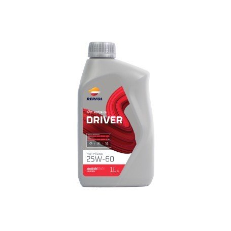 REPSOL Olio Lubrificante DRIVER DRIVER HIGH MILEAGE 25W-60 LT. 1 EX RP PERFORMALubrificante multigrado ? adatto ai veicoli a benzina con un elevato chilometraggio. Le basi e gli additivi utilizzati nella sua formulazione riducono le perdite e il consumo di olio grazie all'effetto sigillante che produce sulle parti pi? usurate del motore, garantendo la massima protezione. ? valido anche per i veicoli che utilizzano CNG, GPL o NGV come carburante.